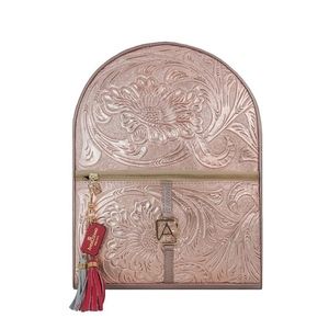 Rose Pink Leather Chiseled Backpack